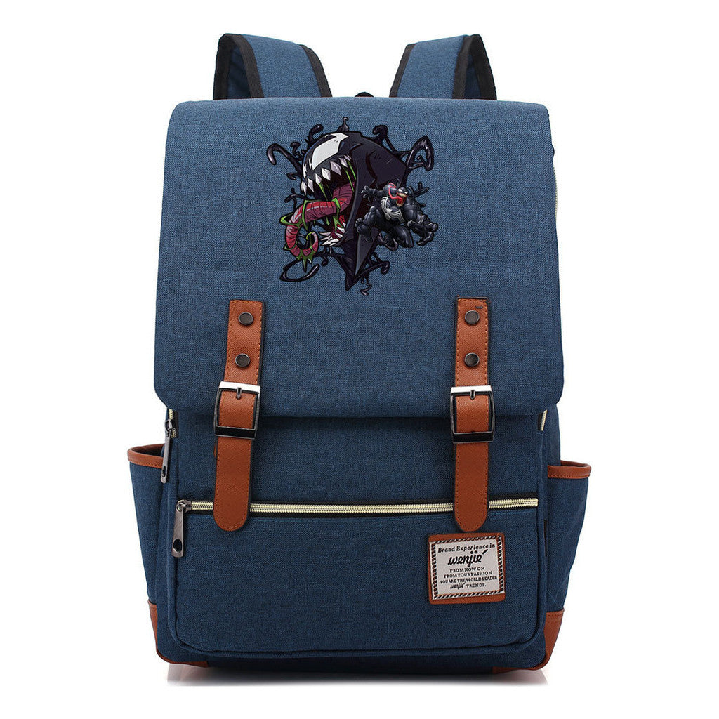 Printed Student Backpack With Casual Belt Buckle, Classic Backpack