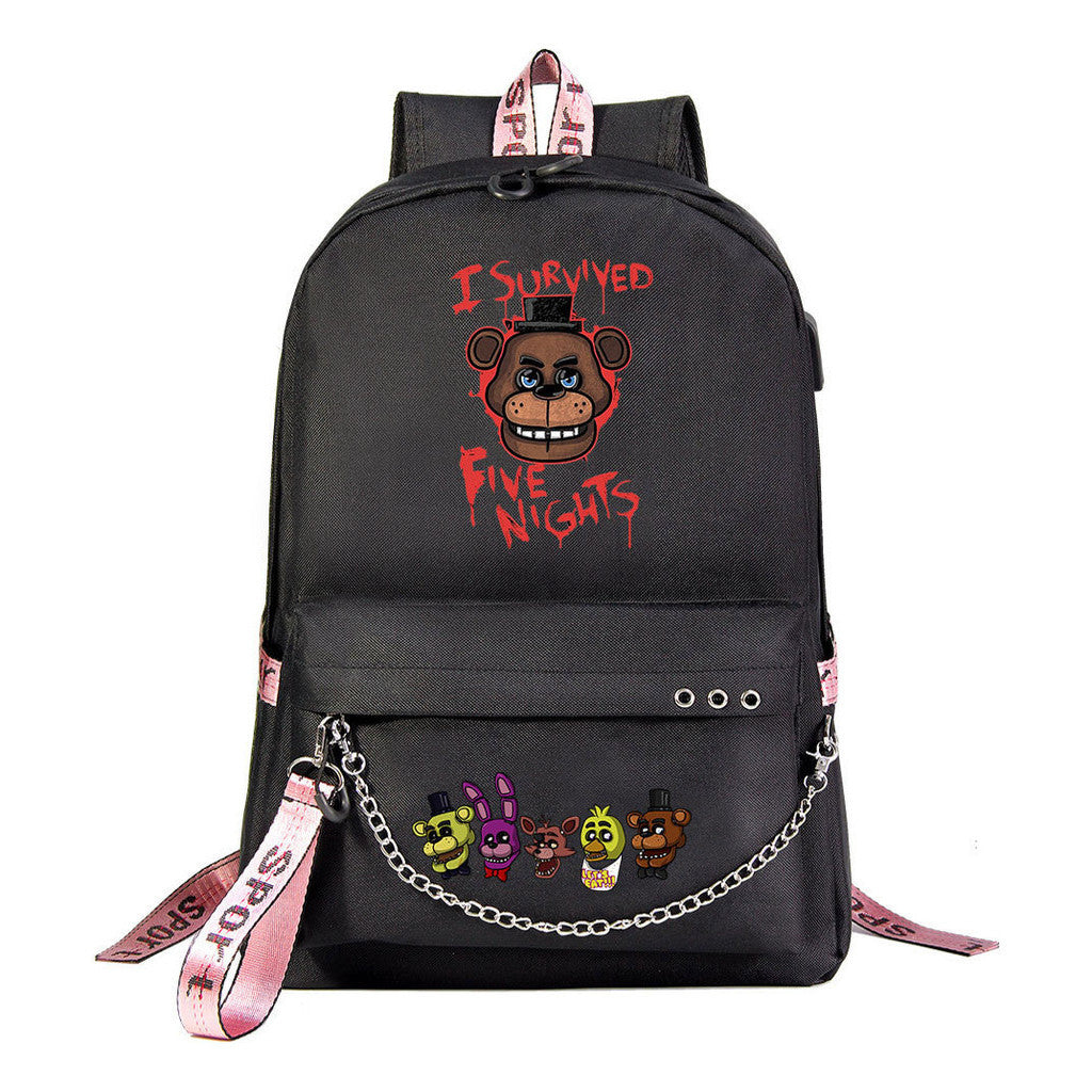 Toy Bear Game Usb Youth Student Backpack For Men And Women Leisure Travel Backpack