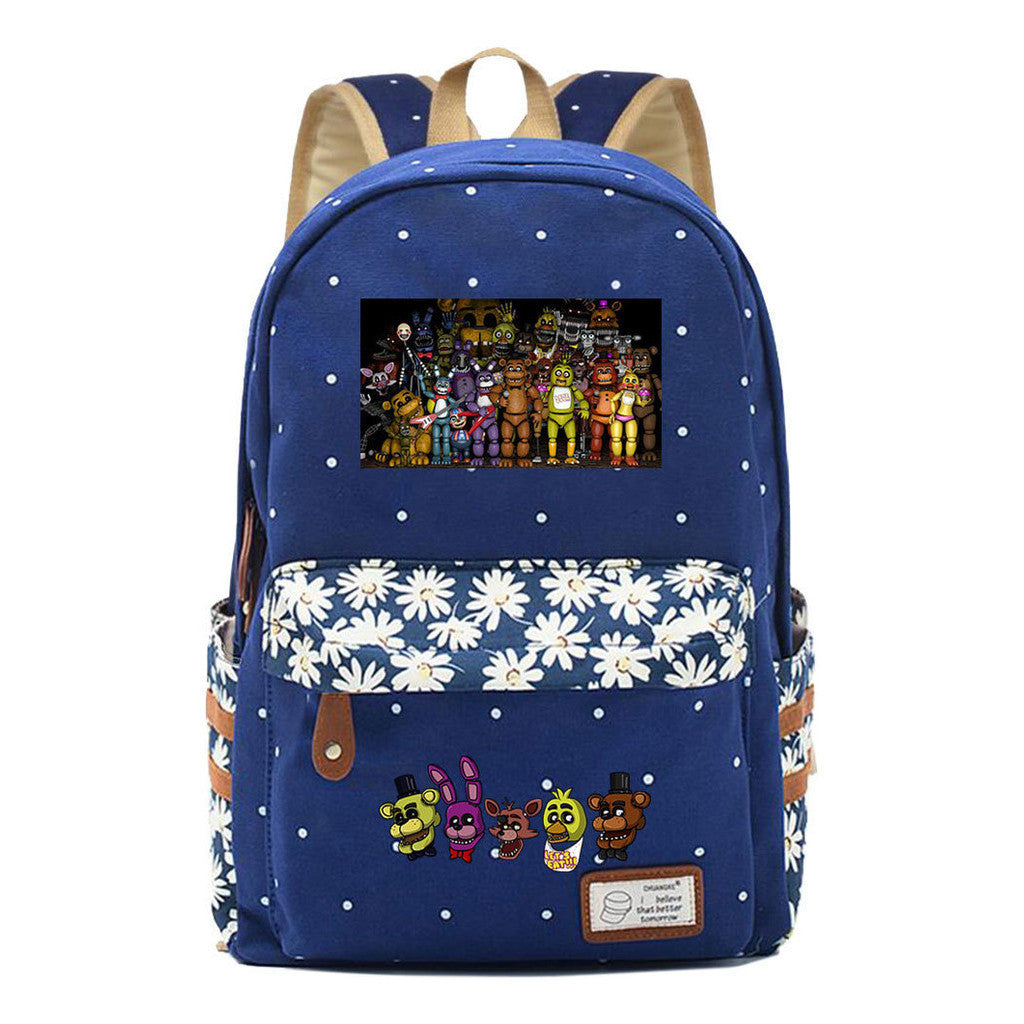 Toy Bear Game, Fashionable Print, Teenage Girl Student Backpack, Casual Canvas Backpack