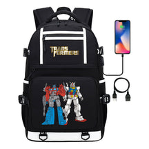 Cartoon Anime Deformation Mecha Print Usb Student Backpack For Men And Women Backpack Leisure Travel Bag