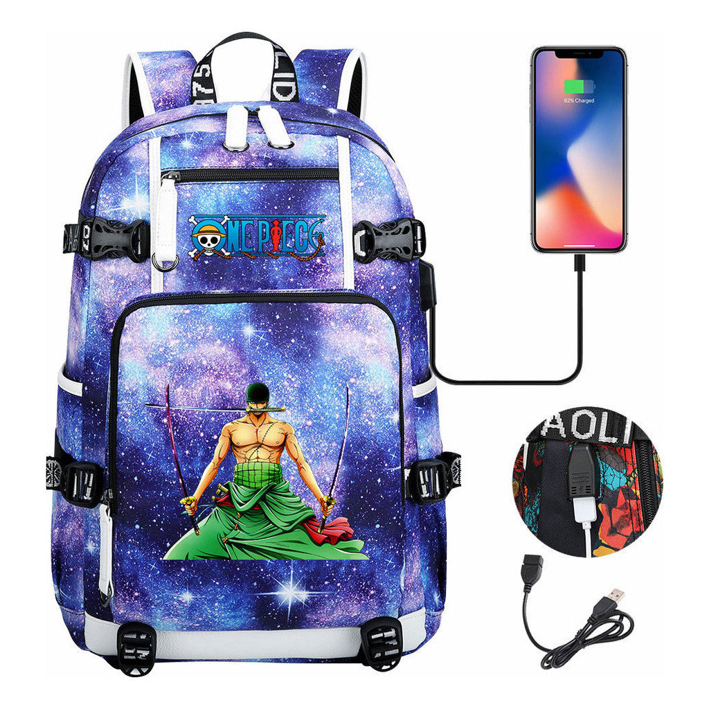 Pirate King Lufei Printed Youth Student Backpack With Large Capacity Leisure Travel Backpack