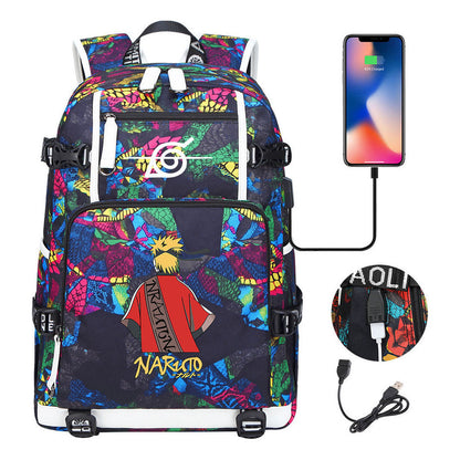 Printed Usb Youth Student School Bag Leisure Large Capacity Travel Backpack