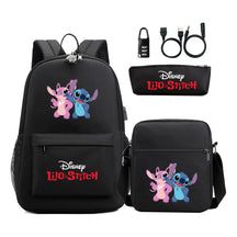 Interstellar Baby Stitch Usb Password Lock Youth Student Backpack 3-piece Set For Men And Women Backpacks