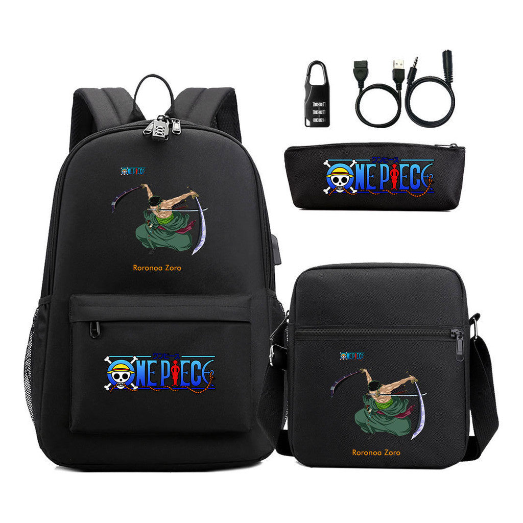 Usb Password Lock Student Backpack Three Piece Set Backpack Set