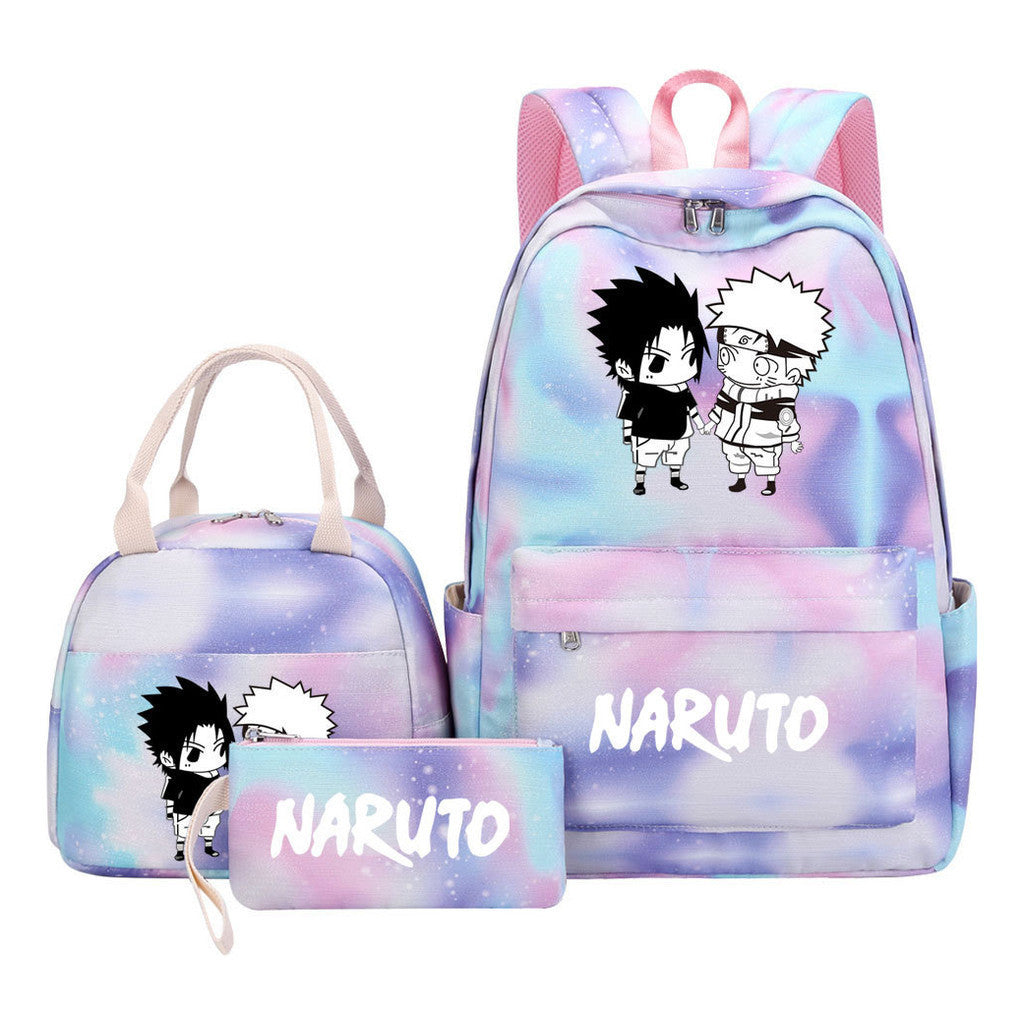Naruto Teenage Girls School Bag Lunch Bag Three Piece Backpack Set