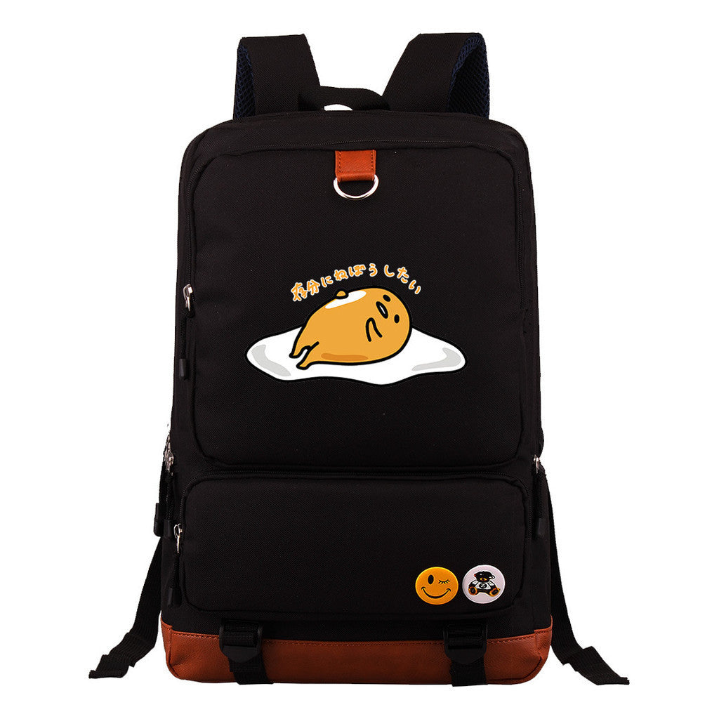 Cartoon Anime Lazy Egg Youth Student Backpack With Large Capacity Travel Bag For Boys And Girls Backpack