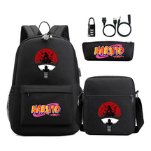 Naruto Usb Password Lock Youth Student Backpack Three Piece Set Backpack Set