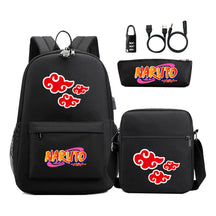 Naruto Usb Password Lock Youth Student Backpack Three Piece Set Backpack Set