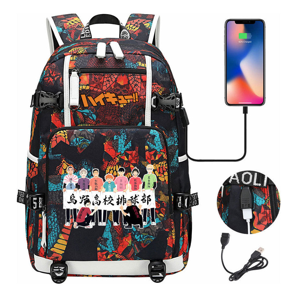 Volleyball Youth Usb Large Capacity Youth Student School Bag Men's And Women's Leisure Travel Backpack