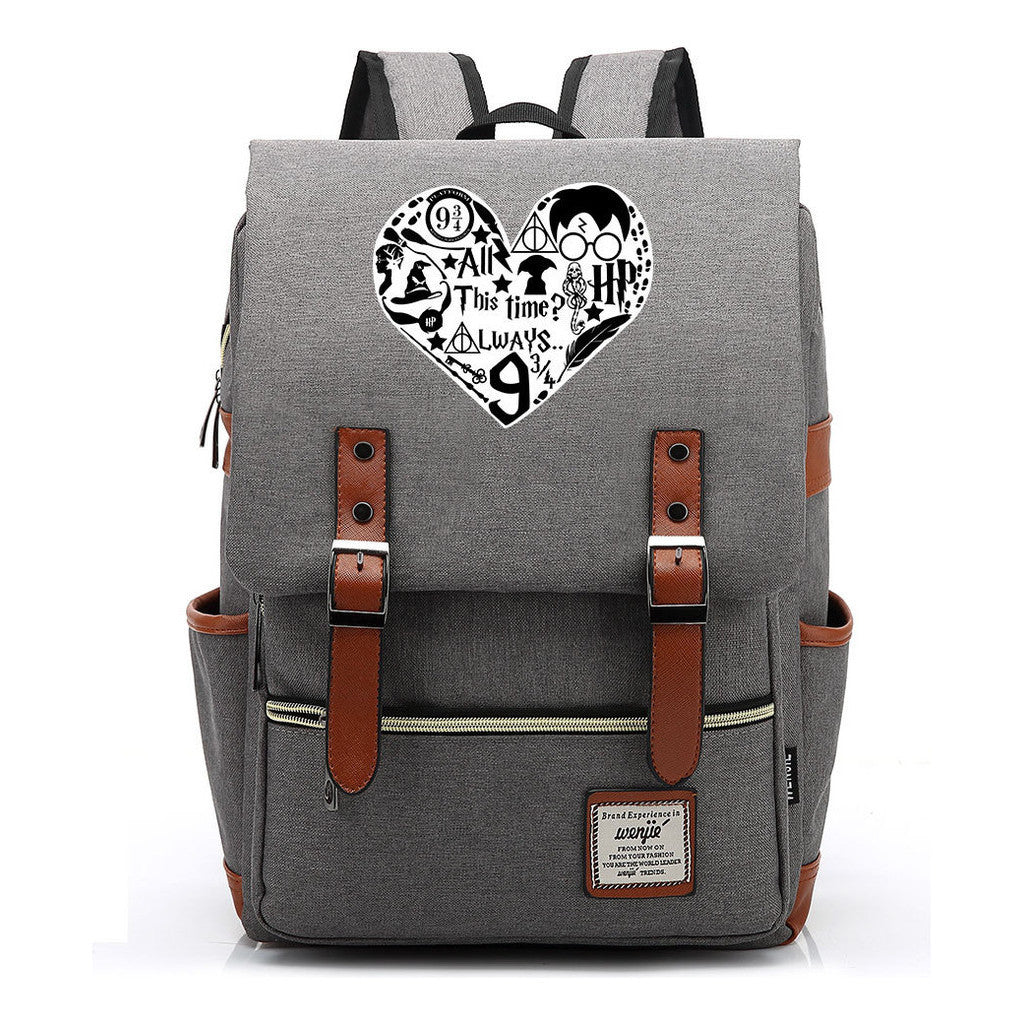 School Of Witchcraft And Wizardry Printed Youth Student School Bag Casual Belt Buckle Classic Backpack