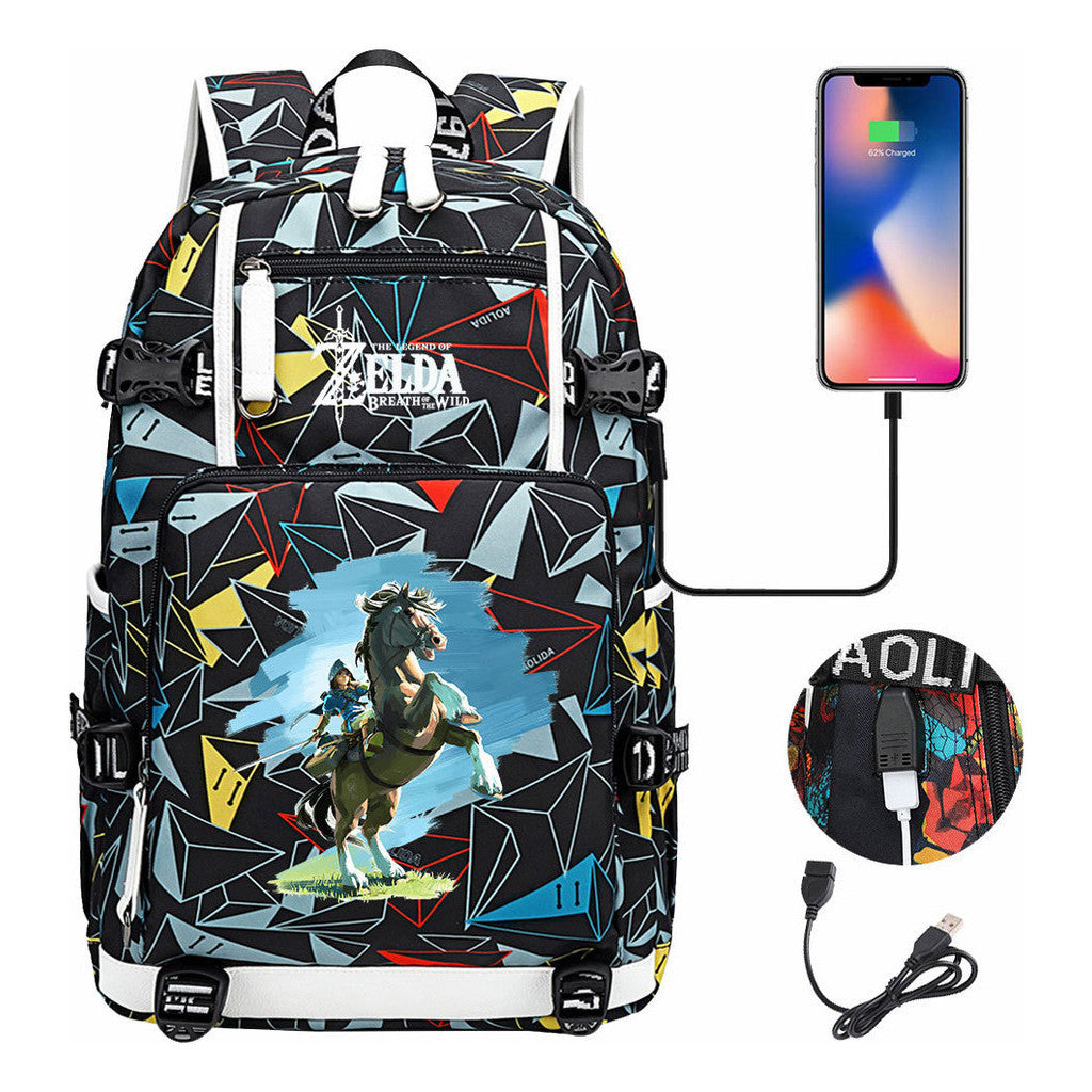 Legend Of Zelda Usb Earphones, Youth Backpacks, Men's And Women's Leisure Travel Backpacks