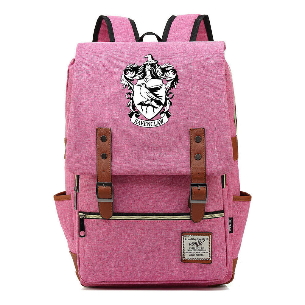 School Of Witchcraft And Wizardry Printed Youth School Bag Casual Belt Buckle Classic Backpack 38*27*12.5cm