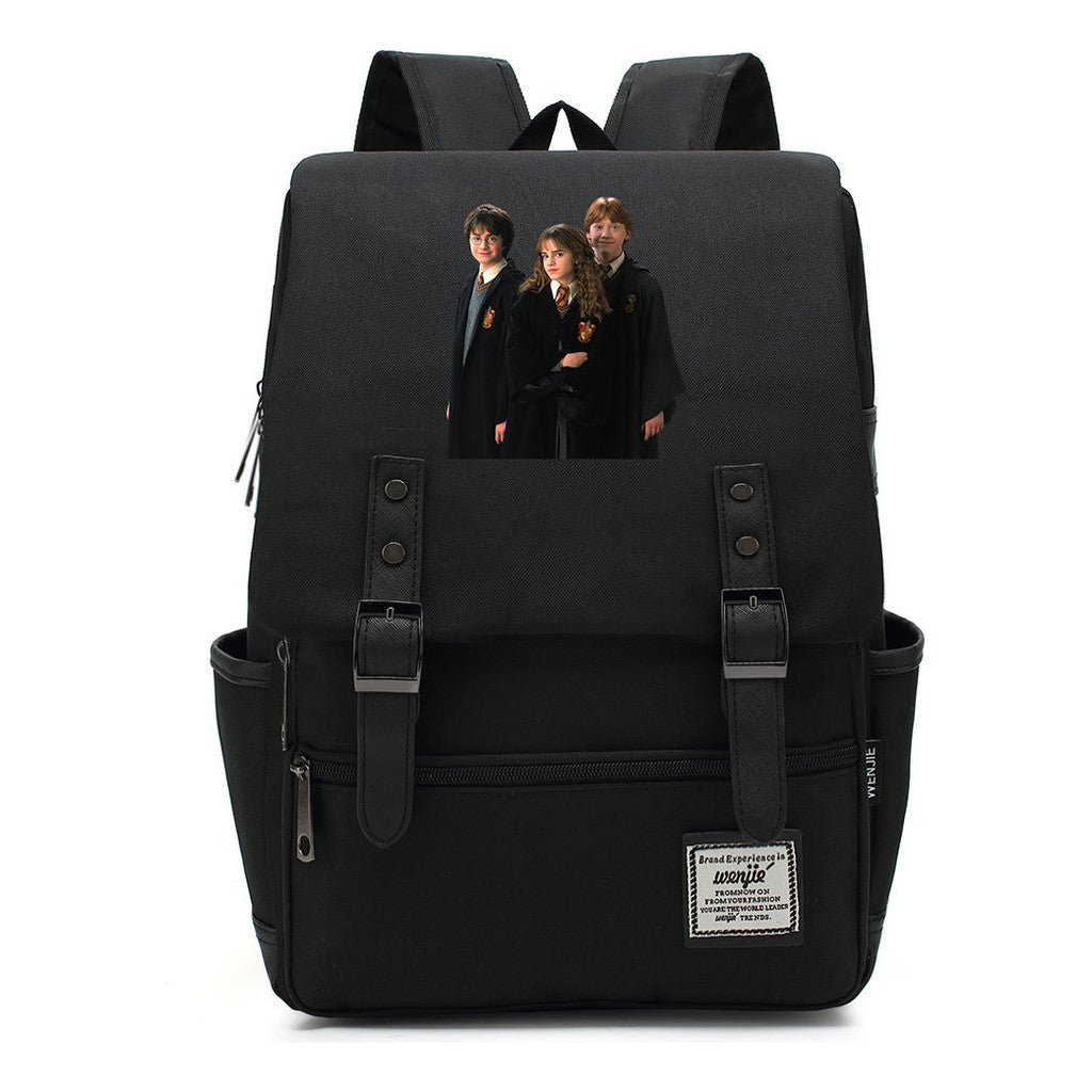 Academy Of Magic Print Teen Student School Bag For Men And Women Casual Belt Buckle Classic Backpack