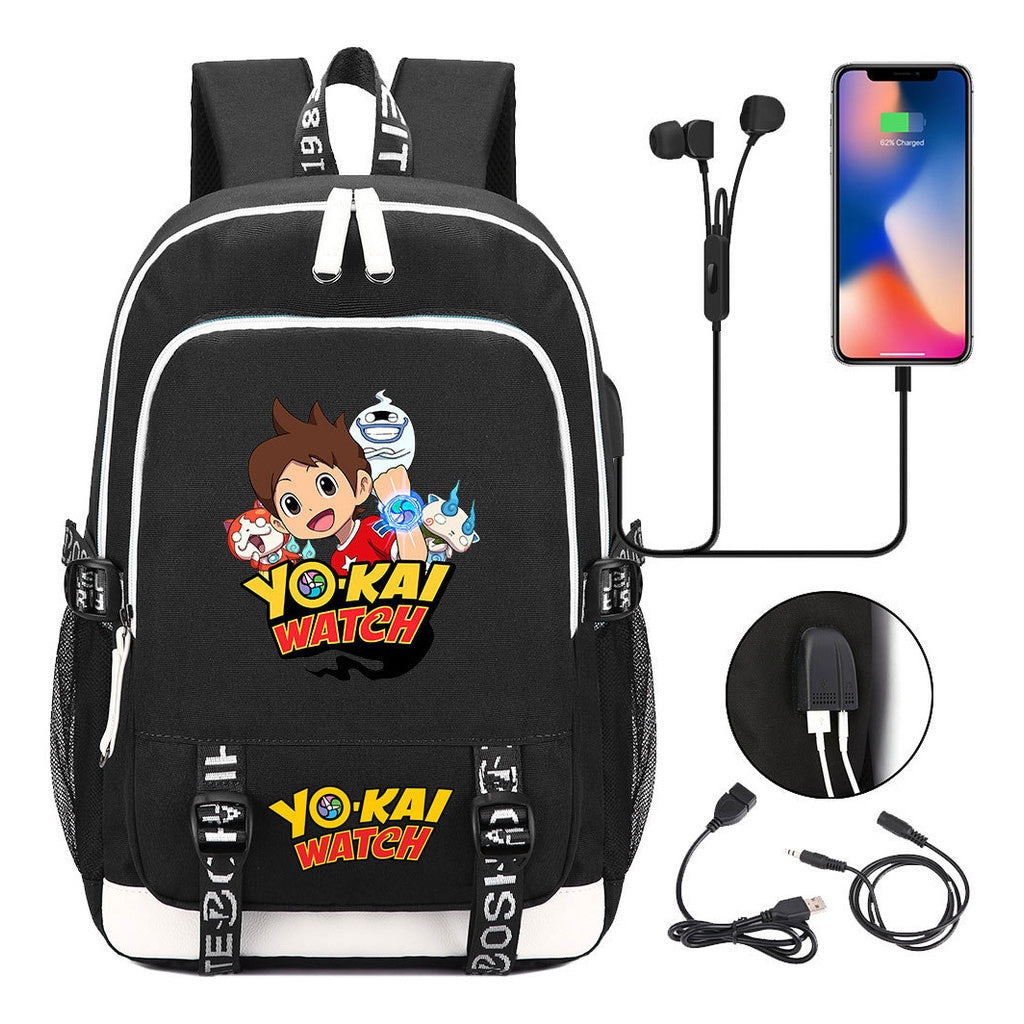 Anime Monster Watch Student School Bag Usb Men's And Women's Leisure Backpack