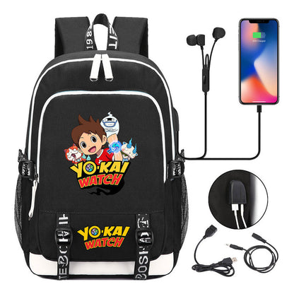 Anime Monster Watch Student School Bag Usb Men's And Women's Leisure Backpack