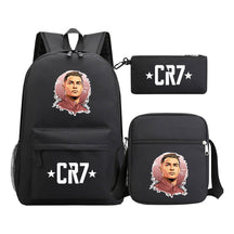 Sports star Cristiano Ronaldo printed youth student backpack 3-piece set for boys and girls backpack set