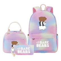 Cartoon Cute Three Bears Youth Student Girls School Bag Lunch Bag Three Piece Set Backpack Set