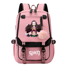 Cartoon Fashion Usb Youth Student Backpack Boy's And Girl's Leisure Ribbon Flip Backpack