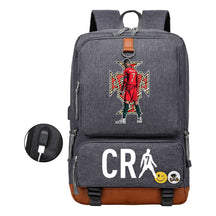 Football Star Cristiano Ronaldo Printed Usb Youth Primary And Secondary School Backpack For Boy And Girl's Leisure Travel Backpack