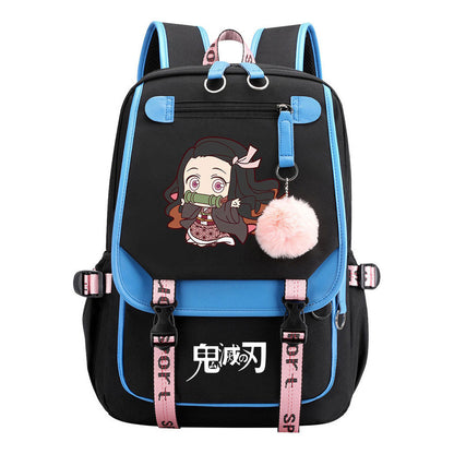 Cartoon Fashion Usb Youth Student Backpack Boy's And Girl's Leisure Ribbon Flip Backpack