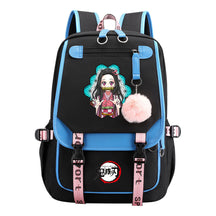 Cartoon Fashion Usb Youth Student Backpack Boy's And Girl's Leisure Ribbon Flip Backpack