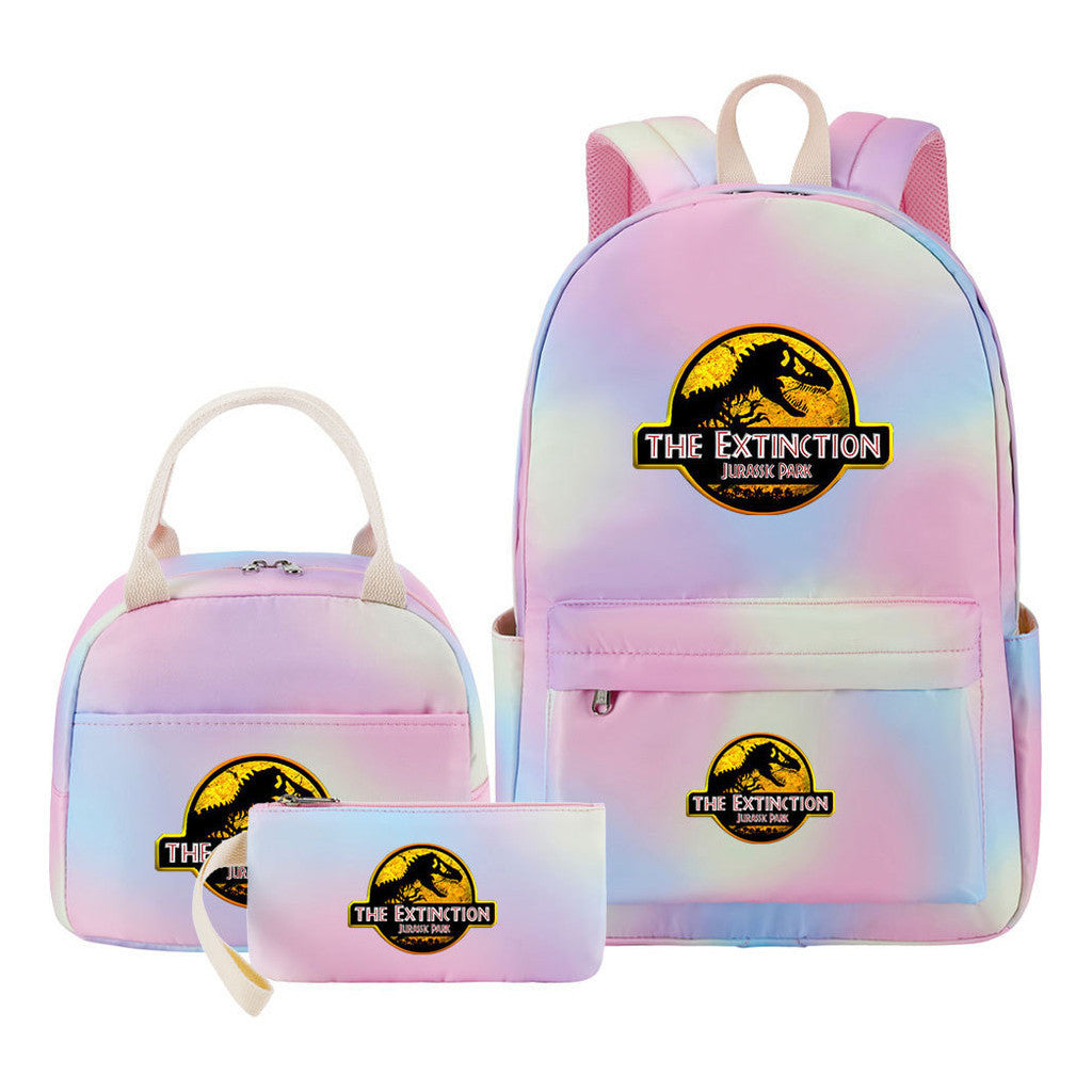 Jurassic Park Dinosaur Youth School Bag Lunch Bag Three Piece Set Backpack Set