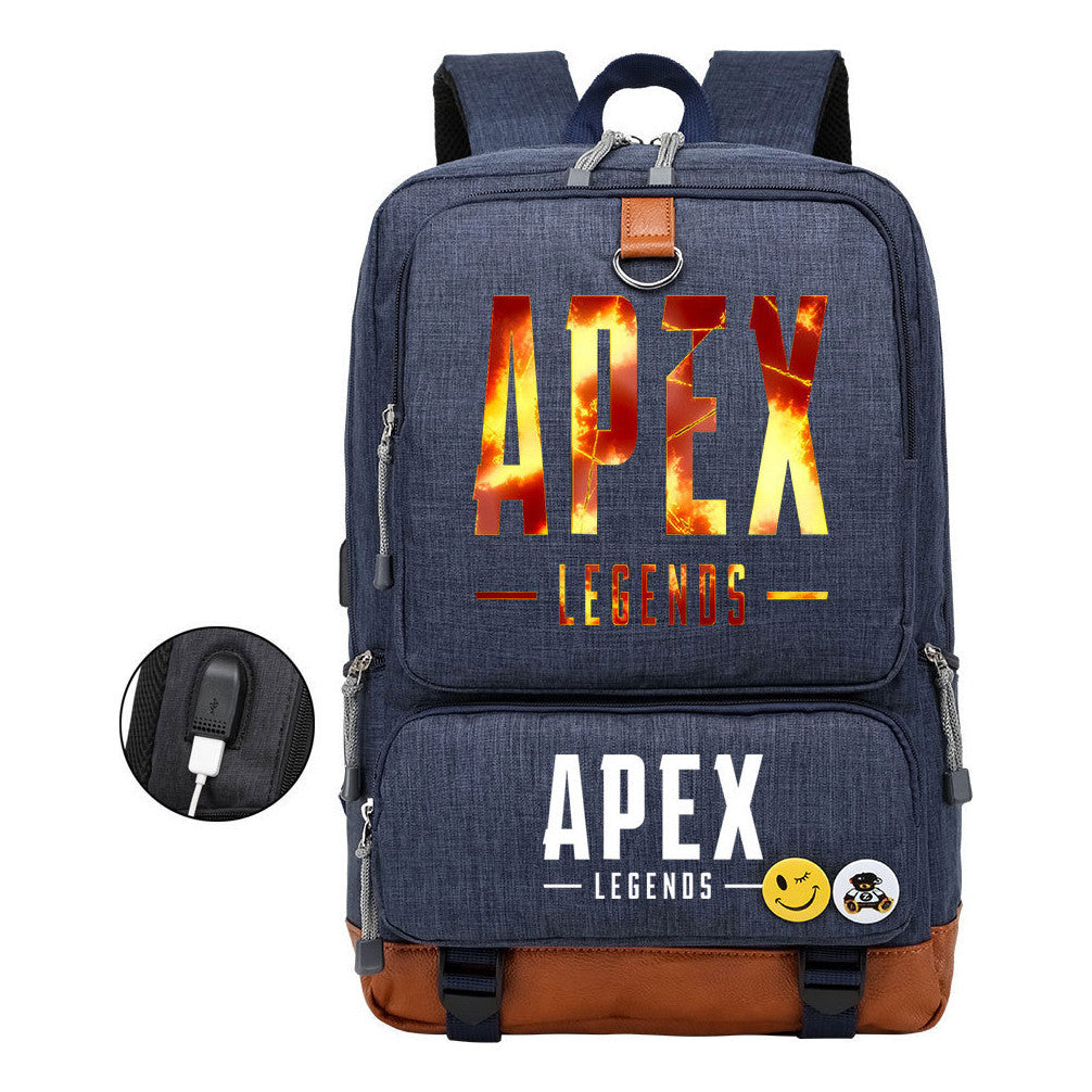 Apex Hero Print Usb Youth School Bag Leisure Travel Backpack