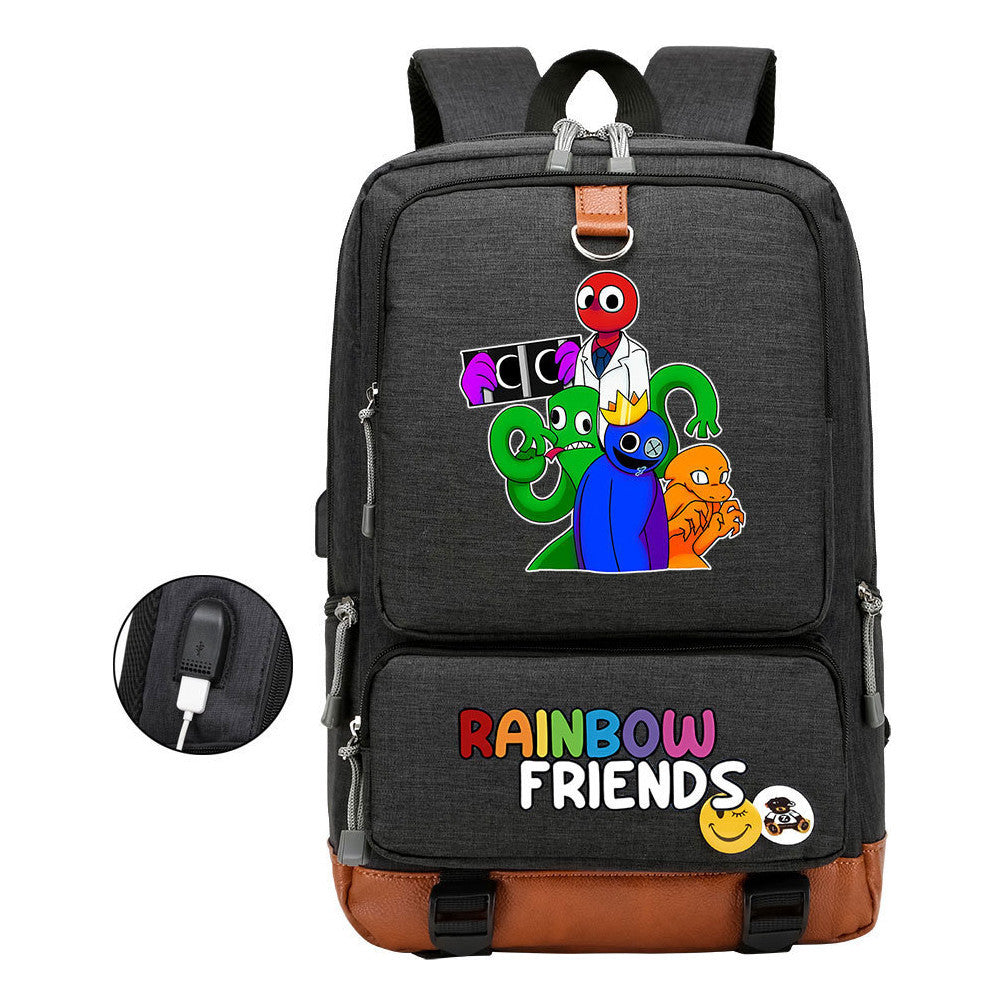 Rainbow Friend Usb Youth School Bag Leisure Travel Backpack