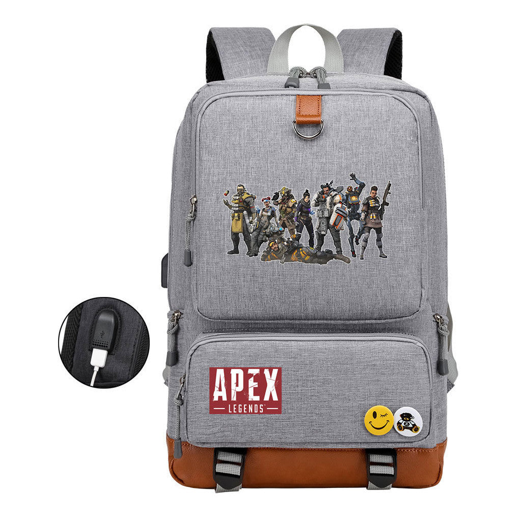 Apex Hero Print Usb Youth School Bag Leisure Travel Backpack