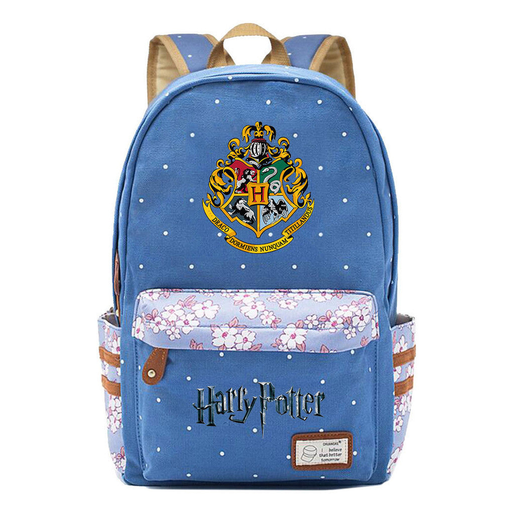 School Of Witchcraft And Wizardry Student Backpack With Floral Canvas Backpack