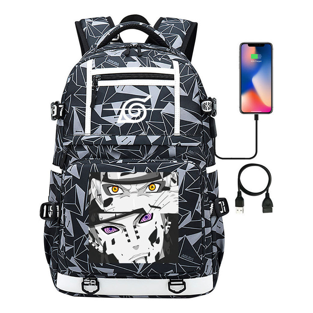 Fashionable Naruto Usb Youth Student School Bag Men's And Women's Backpack Leisure Travel Bag