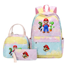 Super Mario Youth Student Girls School Bag Lunch Bag Three Piece Backpack Set