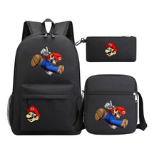 Super Mario Printed Student Backpack Three Piece Set For Men And Women's Backpack Set
