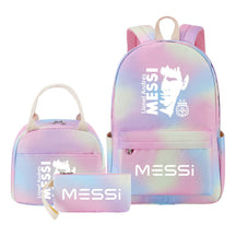 Sports Football Star Student Girl Backpack Lunch Bag Three Piece Set Backpack Set