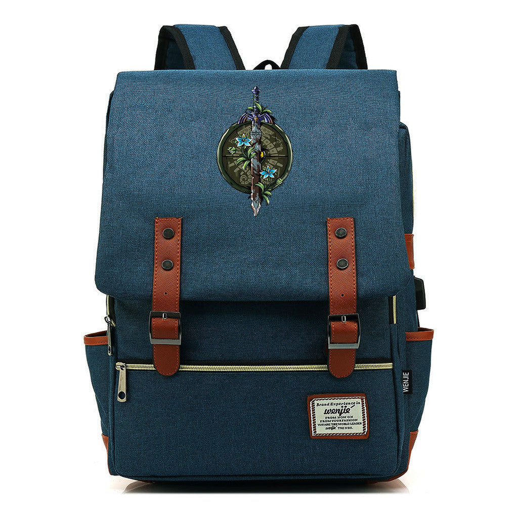 Game Tear Print Of The Kingdom Of Zelda Youth Primary And Secondary School Student Backpack Usb Men's And Women's Leisure Backpack