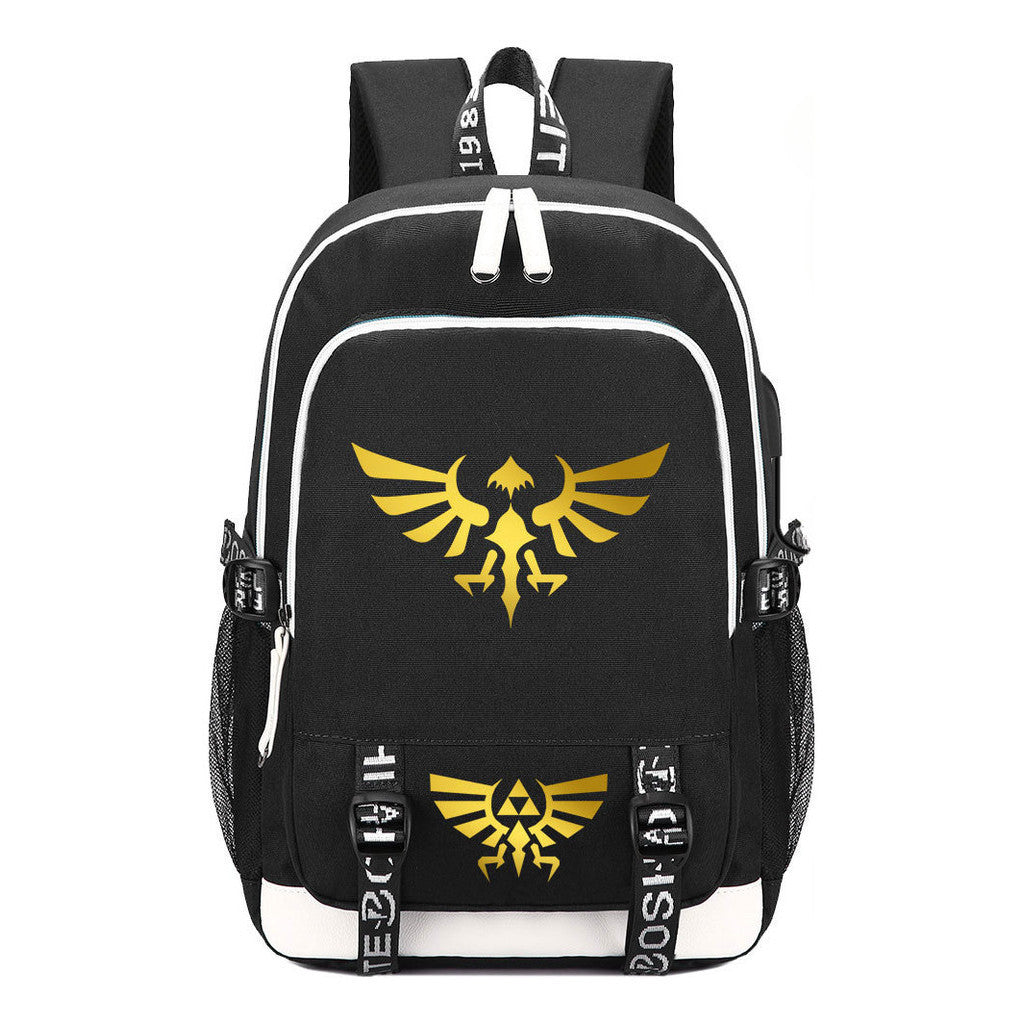 Golden Usb Youth Student Backpack For Leisure Sports Backpack