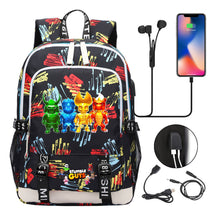 Printed Youth Student Backpack Usb Casual Backpack