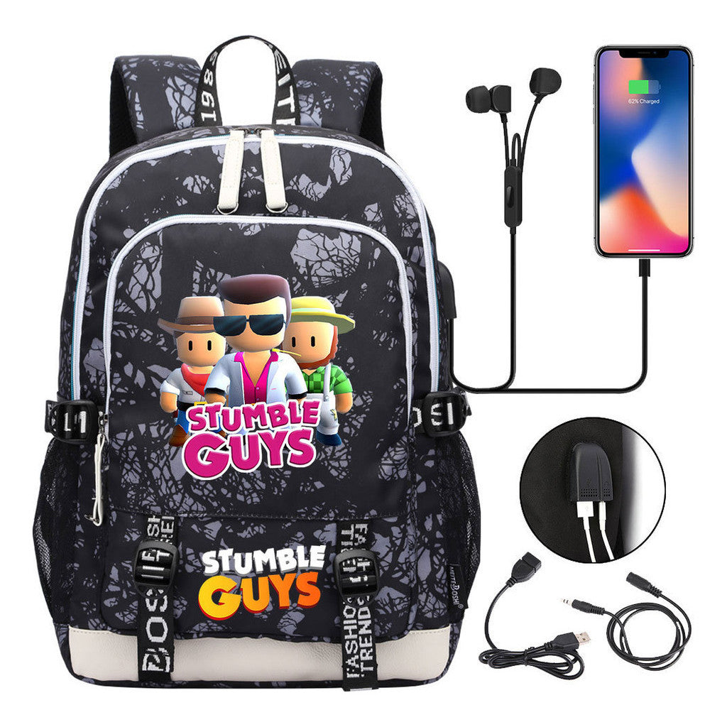 Printed Student Backpack Usb Leisure Backpack