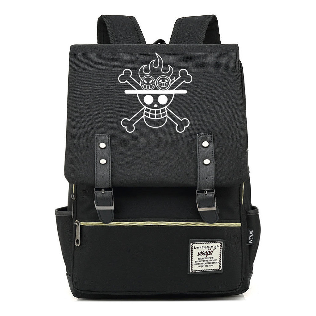 Anime One Piece King Luffy Printed Youth Student School Bag Men's And Women's Casual Belt Buckle Classic Backpack