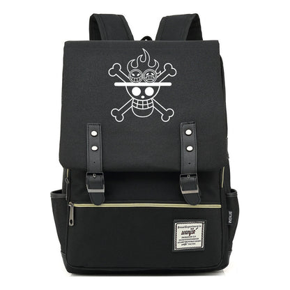 Anime One Piece King Luffy Printed Youth Student School Bag Men's And Women's Casual Belt Buckle Classic Backpack