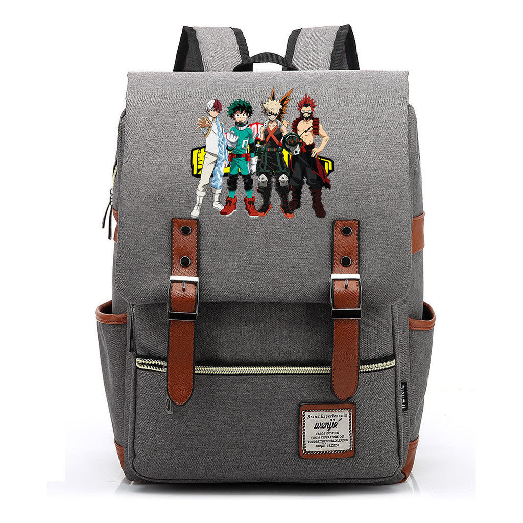 Anime My Heroes Academy Printed Youth Student Backpack Men's And Women's Leisure Belt Buckle Classic Backpack