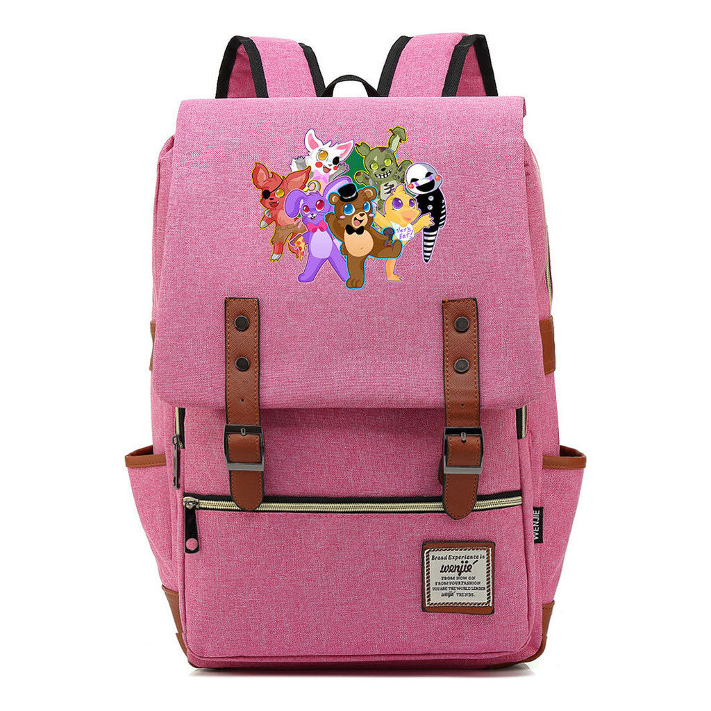 Toy Bear Printed Teenage Student Backpack For Men And Women, Casual Belt Buckle, Classic Backpack