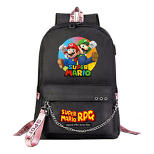 Super Mario Printed Usb Youth Student Backpack For Leisure Travel Backpack