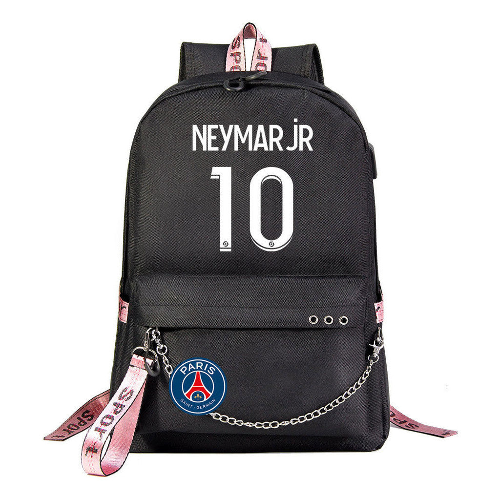 Football Star Neymar Printed Usb Youth Student Backpack For Men And Women's Leisure Travel Backpack