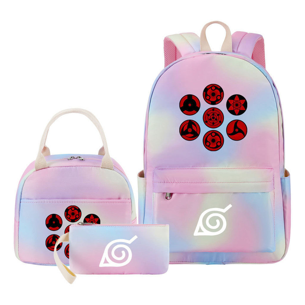 Naruto Student Girl Backpack Lunch Bag Three Piece Set Backpack Set