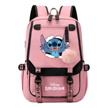 Interstellar Baby Stitch Usb Backpack For Boys And Girls Casual Woven Strap Flip Backpack