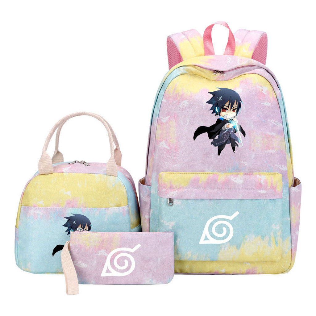 Naruto Youth Student School Bag Lunch Bag Three Piece Set Backpack Set