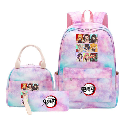 Cartoon Fashion Youth Student Girls School Bag Lunch Bag Three Piece Set Backpack