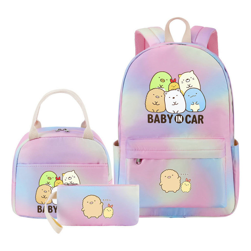 Game Corner Biology Youth Student Girls School Bag Lunch Bag Three Piece Set Backpack Set