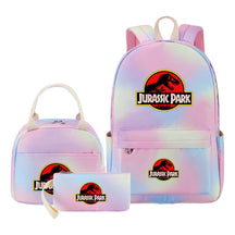 Jurassic Park Dinosaur Student Girls School Bag Lunch Bag Three Piece Set Backpack Set